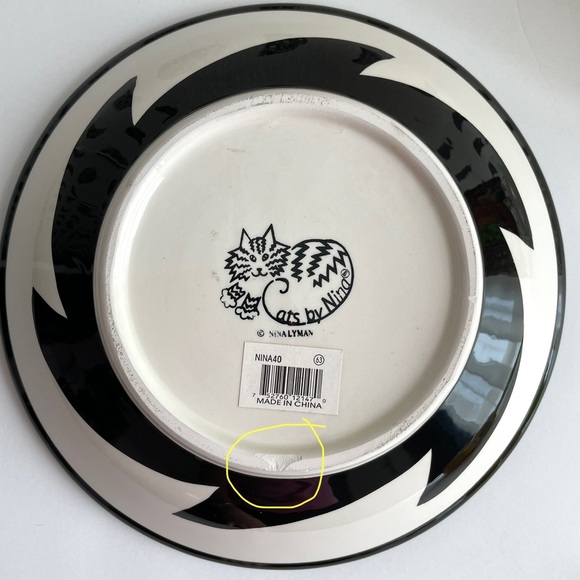 Cats by Nina Black and Orange Cat 8” Bowl - Picture 4 of 5